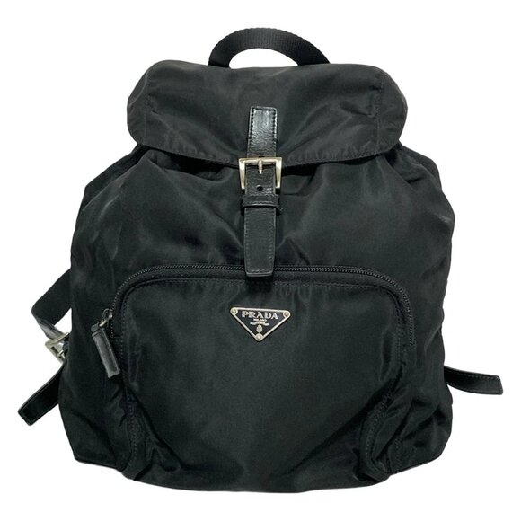 PRADA - Black Nylon Leather Backpack 327-042125 - Picture 1 of 8